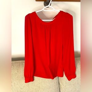 Ann Taylor Loft Long Sleeve Red Blouse